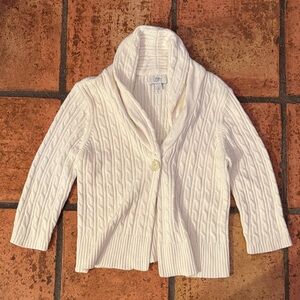 LOFT Cream Cable-Knit Shawl Collar 3/4 Sleeve Cardigan